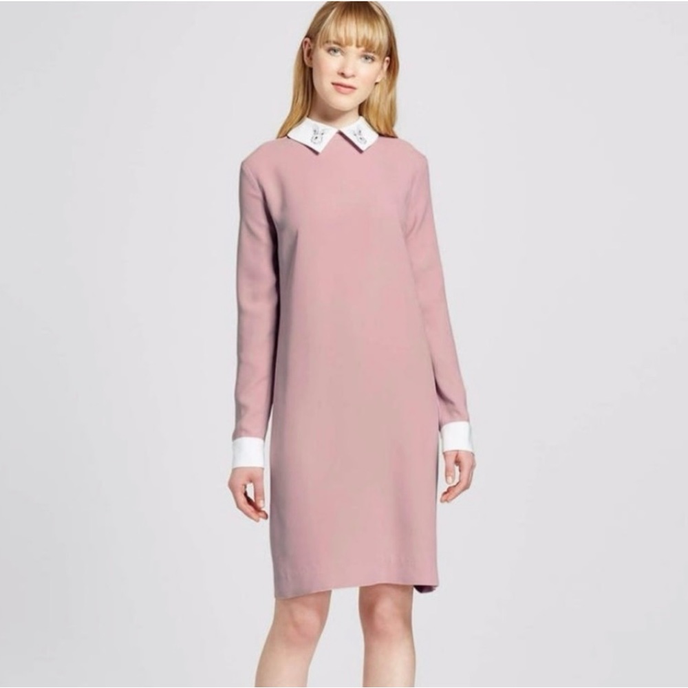 Victoria Beckham Clever Bunny 🐰 Easter  Collar Shift Dress - Picture 3 of 4